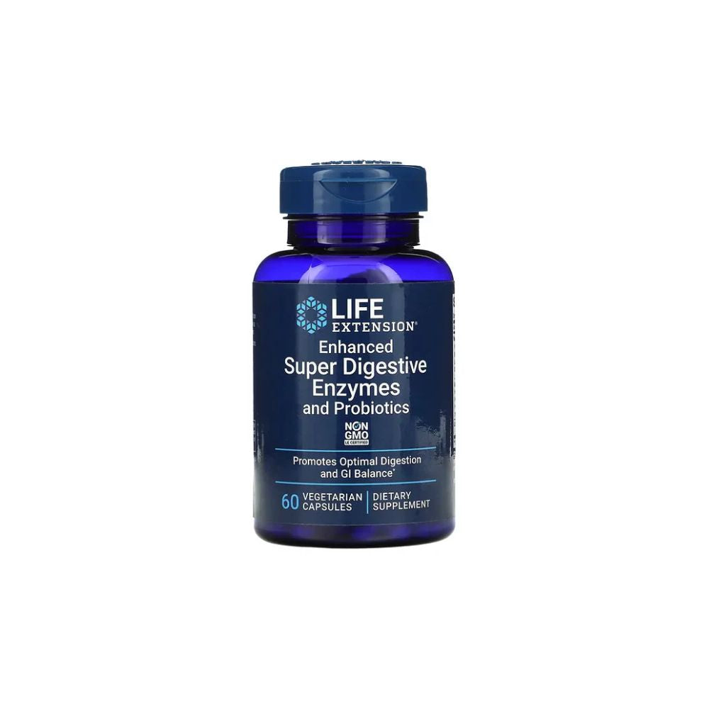 Enzimas Super Digestivas Mejoradas y Probioticos (60 veg caps), Life Extension
